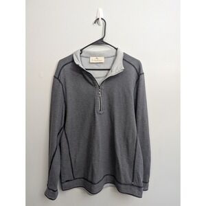S3 TOMMY BAHAMA Flipshore Gray Black Reversible 1/4 Zip Sweater Men L